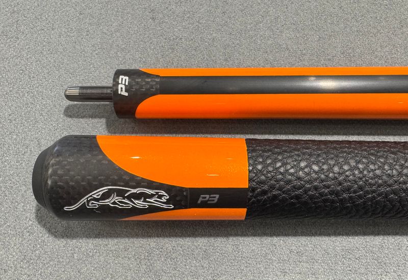 Predator P3 Orange Pool Cue Stick- Lux Leather Wrap -w/ Predator REVO 12.4 mm Shaft for Uni-Loc QR Joint - White Vault Plate