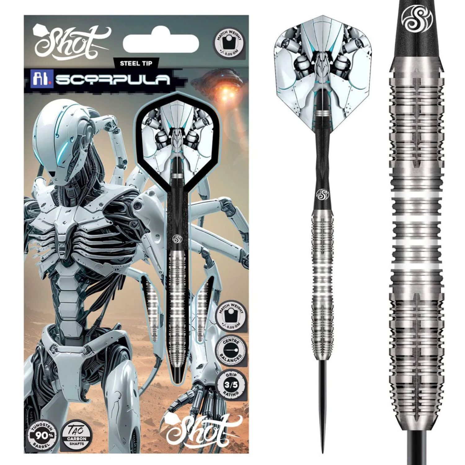 AI Scorpula Steel Tip Dart Set - 90% Tungsten - 25gm