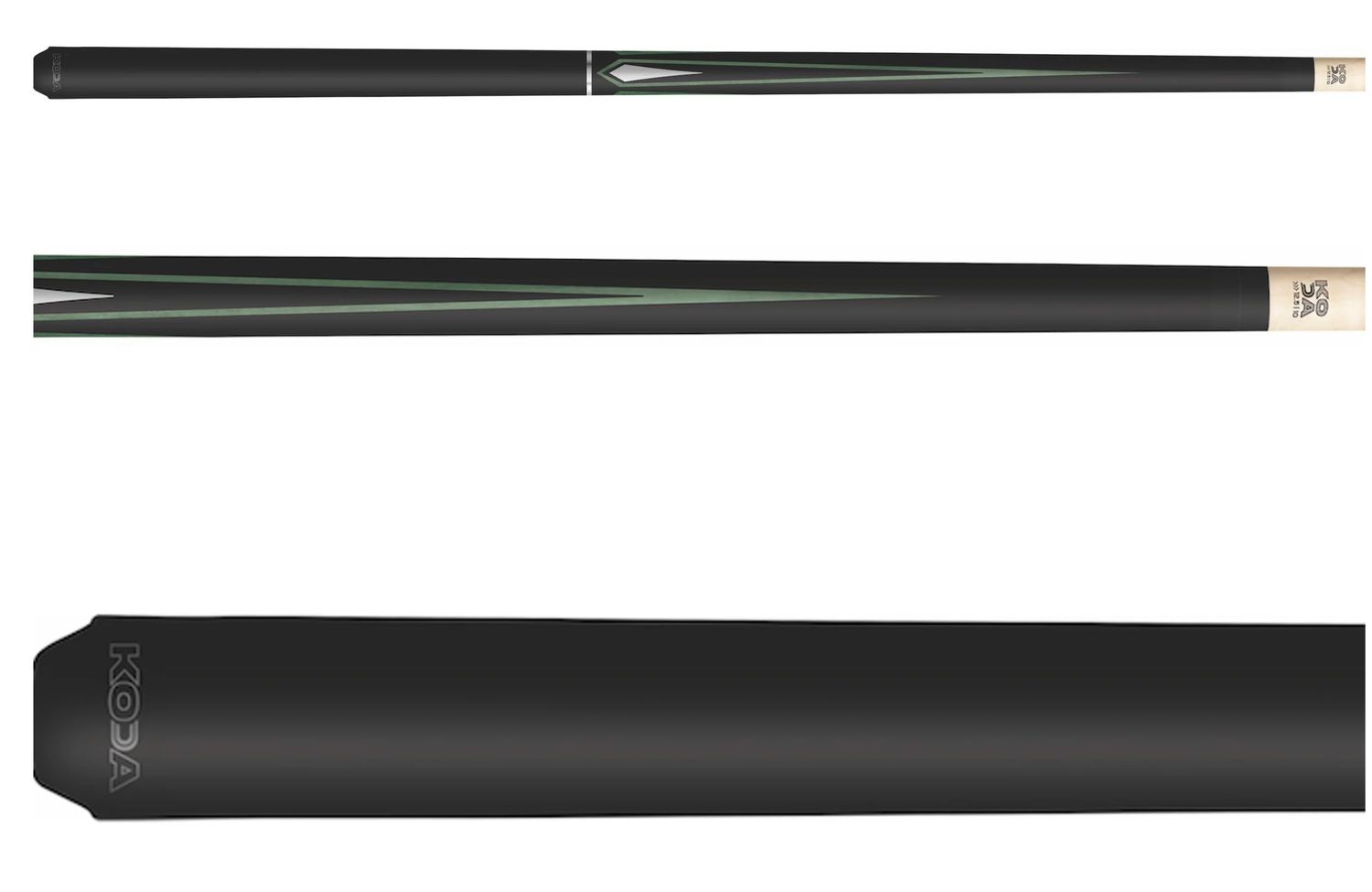 Koda KD47GN Onyx, Chrome &amp; Green Wrapless Cue Stick
