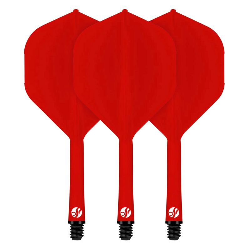 Shot Flight Deck- One Piece dart flight and shaft system - SHORT- RED