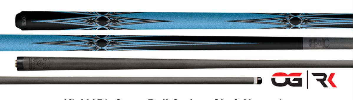 KODA KL160BL CUE STICK BLUE, BLACK &amp; SILVER WITH BULL CARBON SHAFT