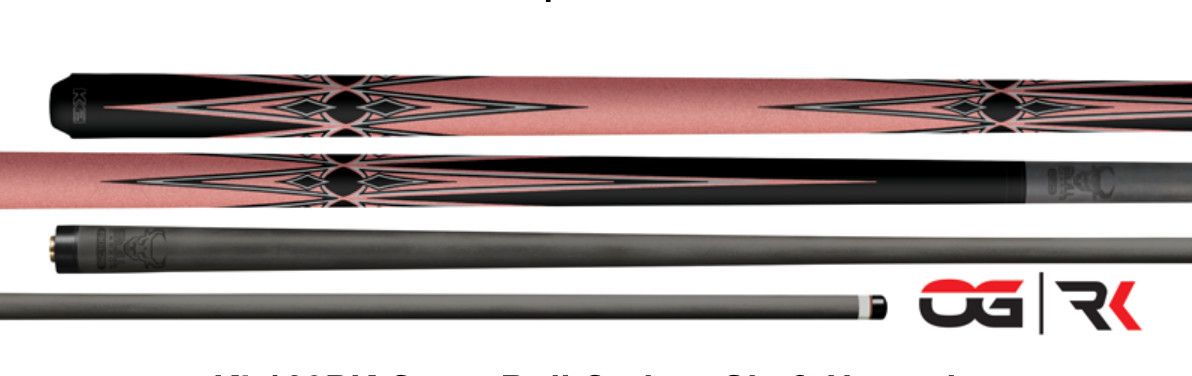 KL160 KODA BLACK PINK &amp; SILVER CUE STICK MATTE FINISH W/ 11.75mm BULL CARBON FIBER SHAFT