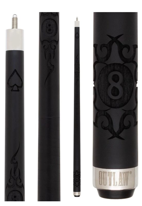 OL63 OUTLAW THUNDER 8-BALL W/ TRIBAL BARBED WIRE CUE STICK