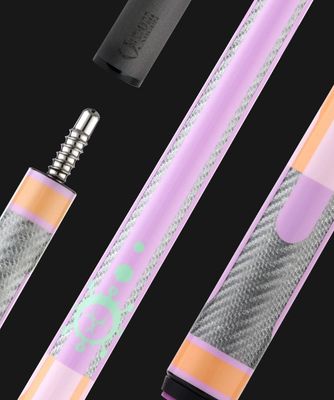 Poison Candy Sugar Pool Cue Stick - Gen 1 Peach  with Lavender- No Wrap with 12.4mm Venom Carbon Fiber Shaft