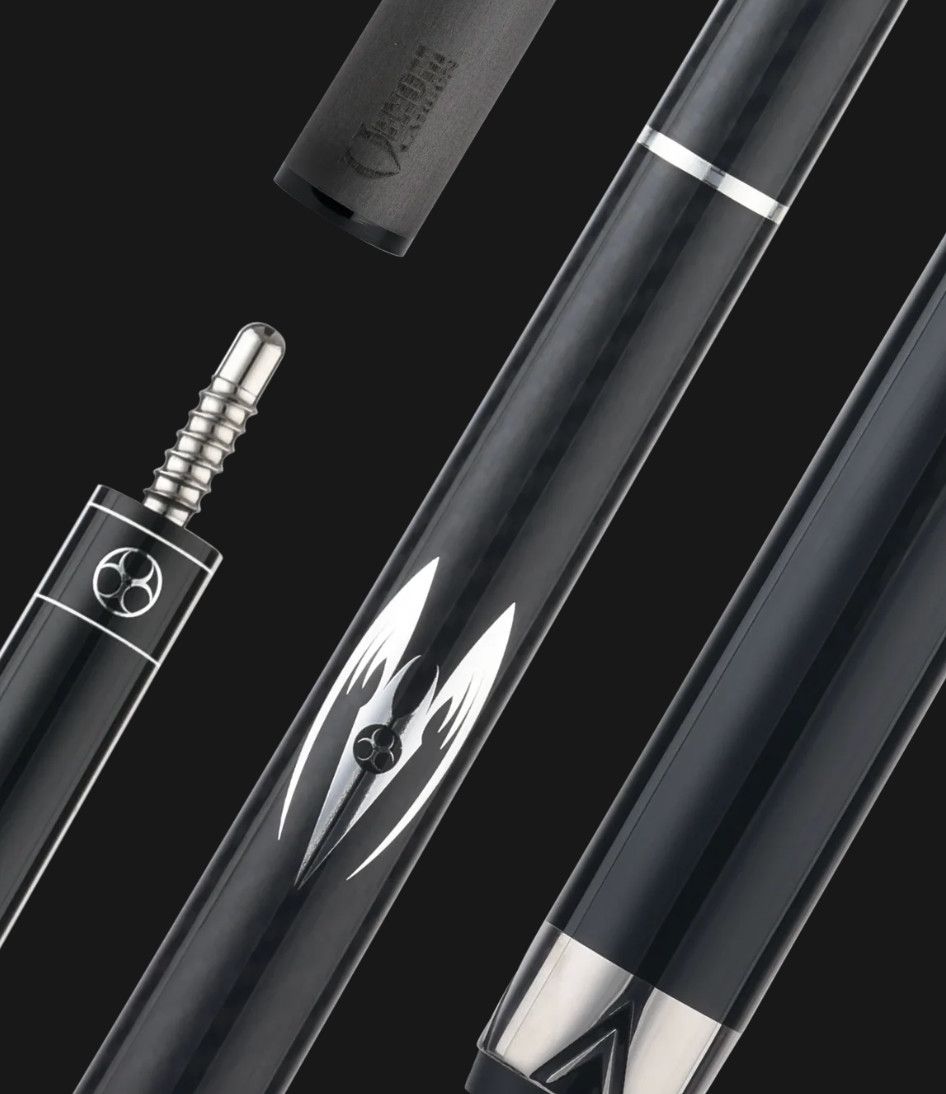 Poison Maelith Pool Cue Stick  - Gen 1 - Black with Black - No wrap  with 12.4mm Venom Carbon Fiber Shaft