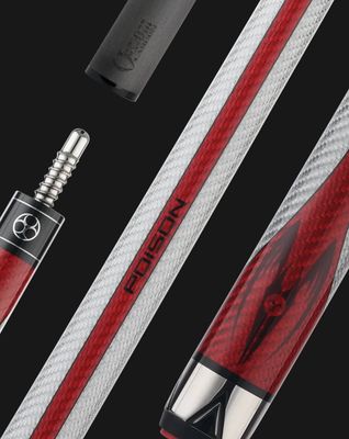 Poison Maelith Pool Cue Stick  - Gen 1 - GREY with RED - No wrap  with 12.4mm Venom Carbon Fiber Shaft
