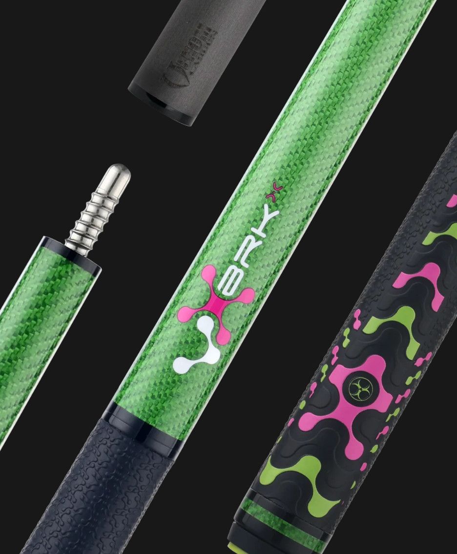 Poison VX Gamer Jump / Break Cue Stick - Gen 1 - Green and Pink - VX Wrap with 13mm Venom Carbon Shaft