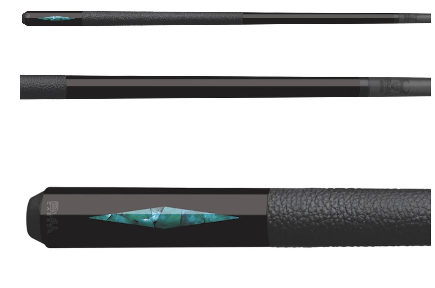 BCD1TQRK2 BLACK &amp; TURQUOISE Diamond Cue Stick with RK 12.25mm Carbon Shaft