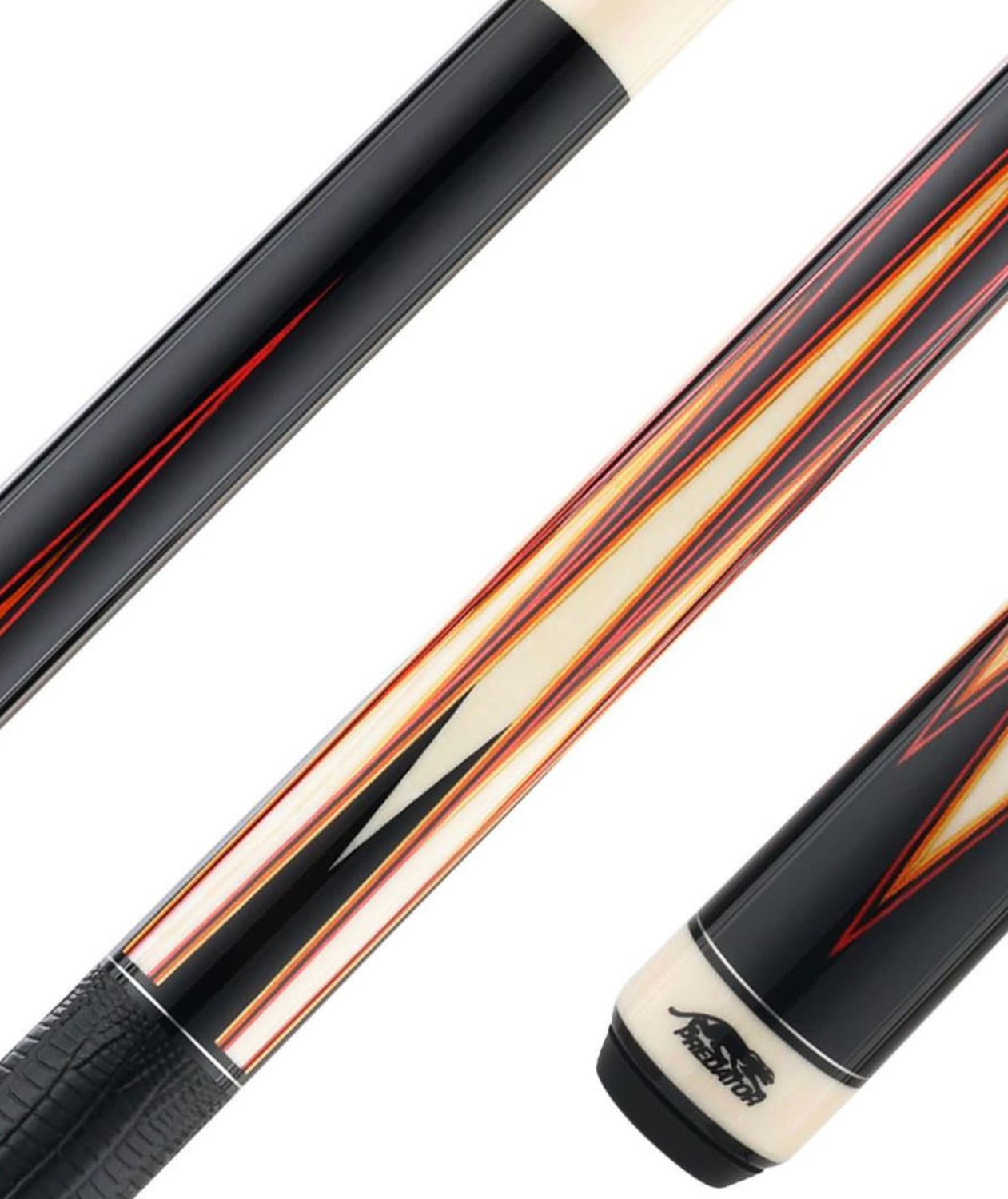 Predator LIMTED EDITION True Splice 16 GEN 3 Cue Stick Leather Wrap Ebony with Red / Orange Points w/ Predator Centro 12.4 mm Shaft for Radial Joint