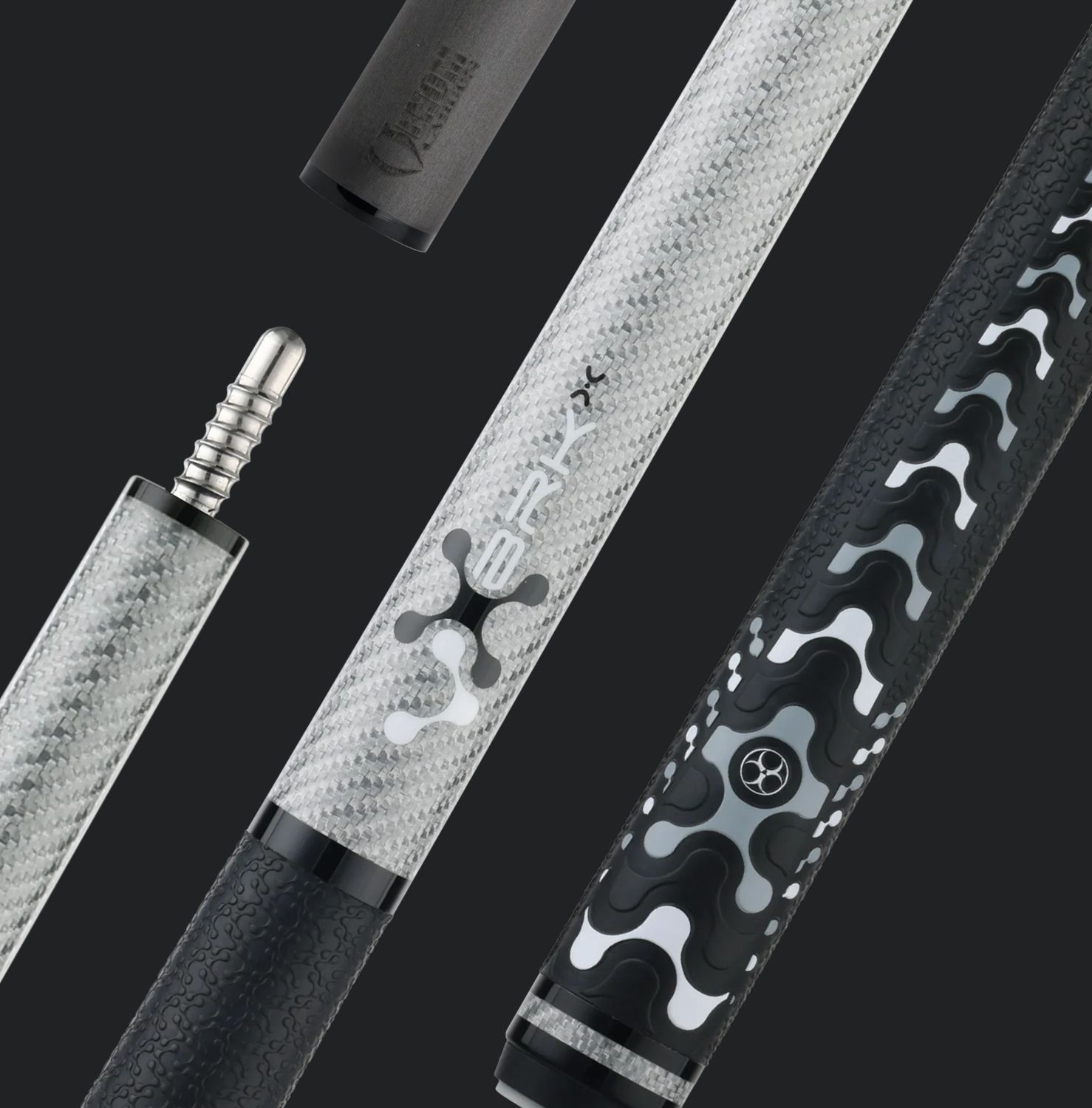 Poison VX Classic Jump / Break Cue Stick Gen1 -GREY AND BLACK - VX Wrap with 13mm Venom Carbon Shaft