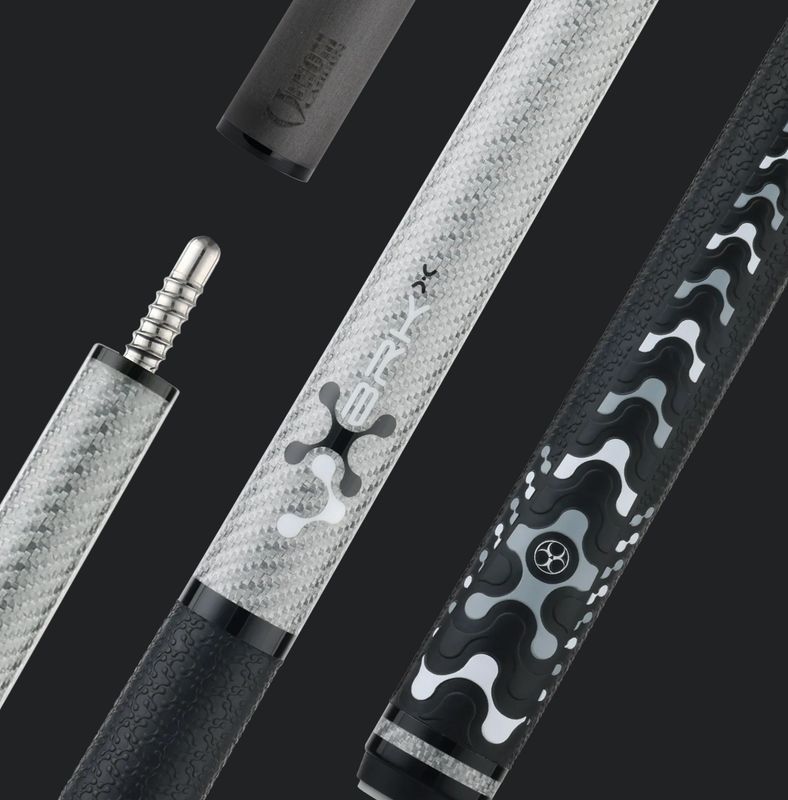 Poison VX Classic Jump / Break Cue Stick Gen1 -GREY AND BLACK - VX Wrap with 13mm Venom Carbon Shaft