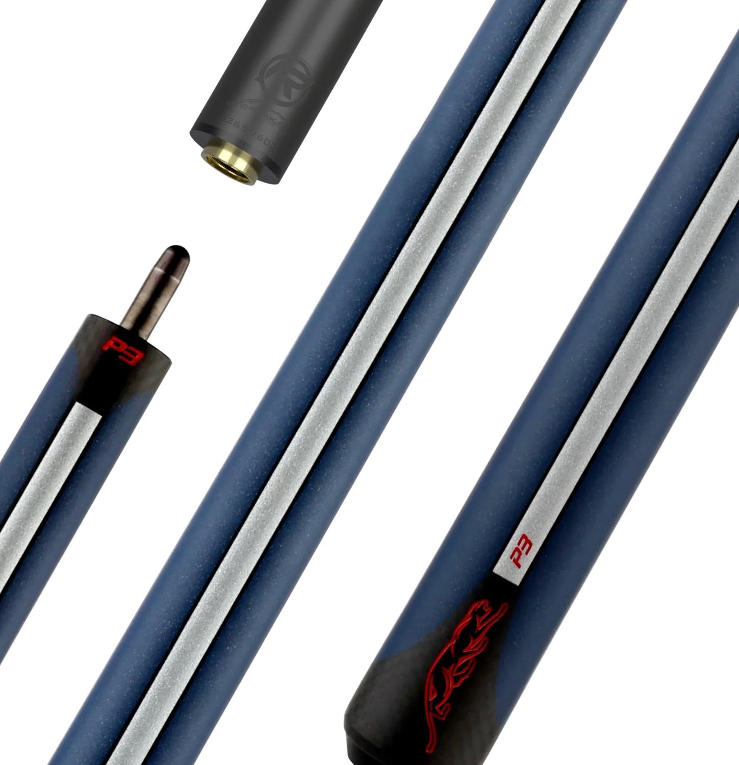 Predator P3 USA Painted Blue with Light Silver Stripe - Red Details - No Wrap - with Revo 12.4mm Carbon Fiber Shaft