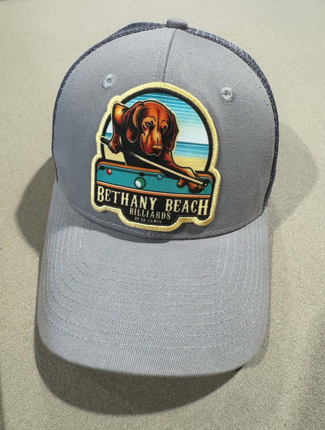 Bethany Beach Billiards  Adjustable Adult Hat Baseball Cap -  Grey