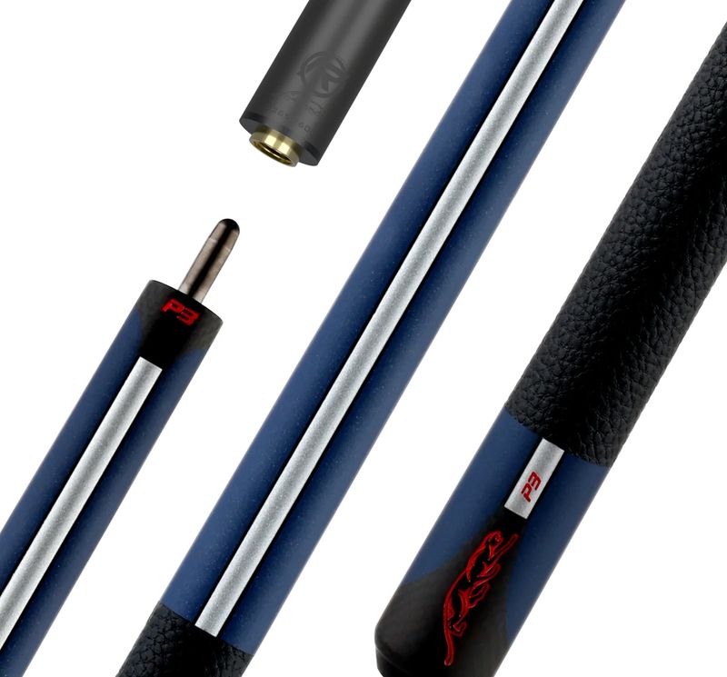 Predator P3 Painted Blue with Light Silver Stripe - Red Details - Leather Lux Wrap - Cue Stick W/ REVO12.4MM SHAFT