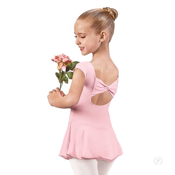 Eurotard Girls Bow Back Cap Sleeve Dance Dress with Tactel® Microfiber