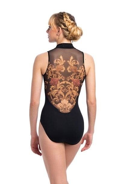 Zip Front Leotard with Grand Elegance Print