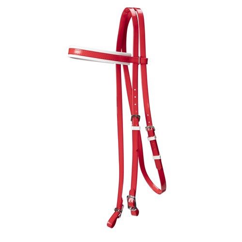 Horse Sense Y-Line Pony Club Bridle Head, Colour: Red/White, Size: Pony