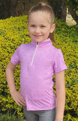 BARE Equestrian - Babes Quarter Zip Shirt - Pink Star Dust