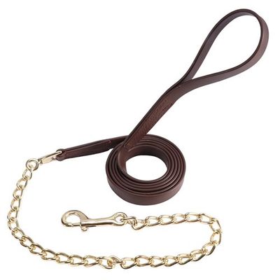 Horse Sense 3/4&quot; PN Lead with Brass Chain, Colour: Brown