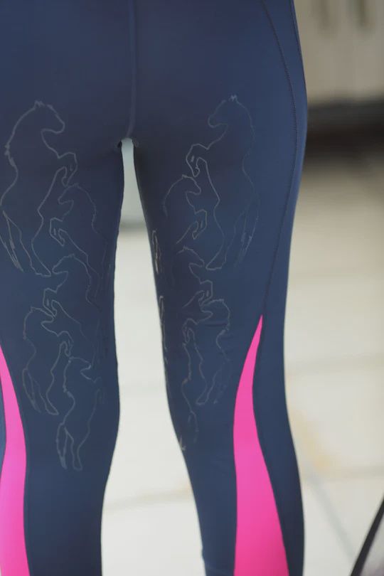 Huntington Emma Lycra Stretch Breeches, Size: Small, Colour: Navy/Pink