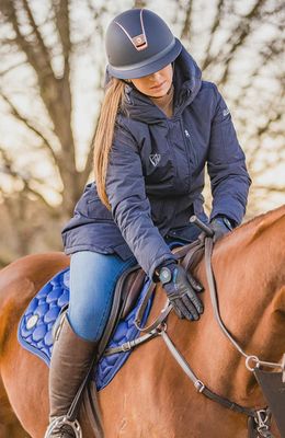 BARE Equestrian - Pro Rider Mesh Grip Gloves - Black/Blue