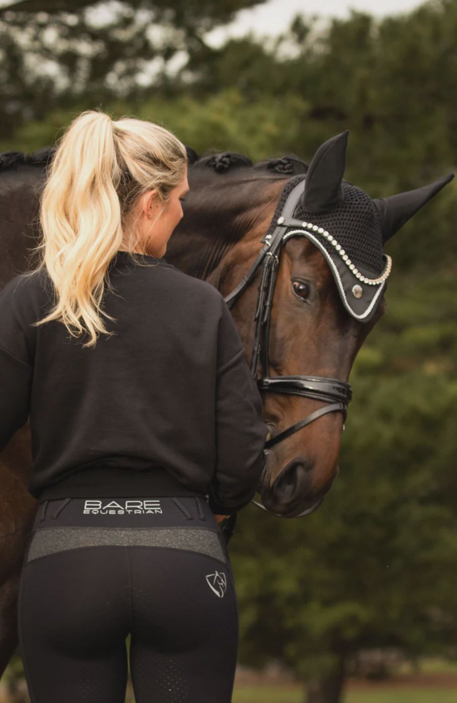 BARE Equestrian - Pro Ears Earnet (Bonnet), Size: S, Color: Black
