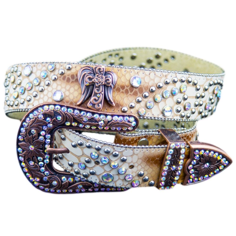 Angel wings cross Concho on Snakeskin belt
