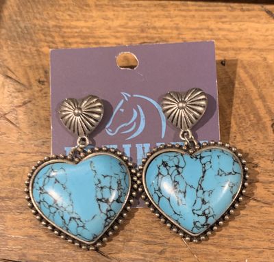Turquoise Heart Dangly earrings