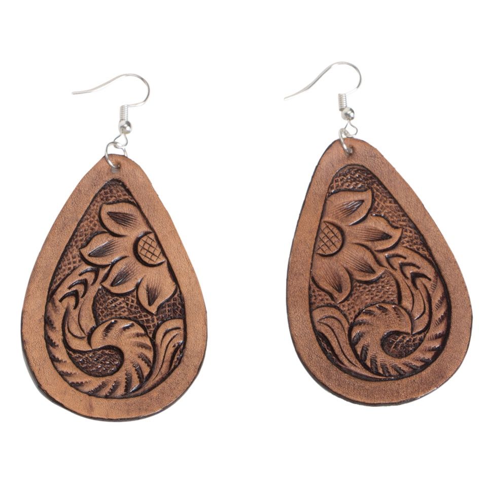 The Design Edge- Tooled Pear Drop Earrings