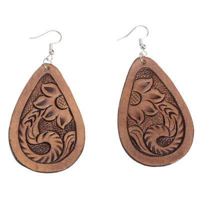 The Design Edge- Tooled Pear Drop Earrings