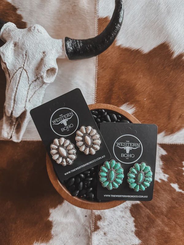 Western Oval Gem Earrings