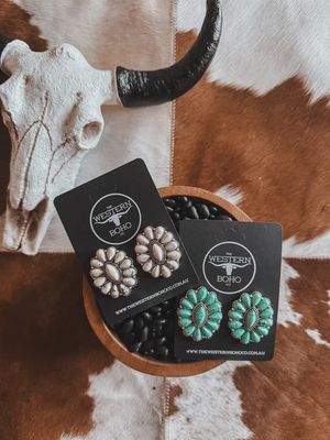 Western Oval Gem Earrings