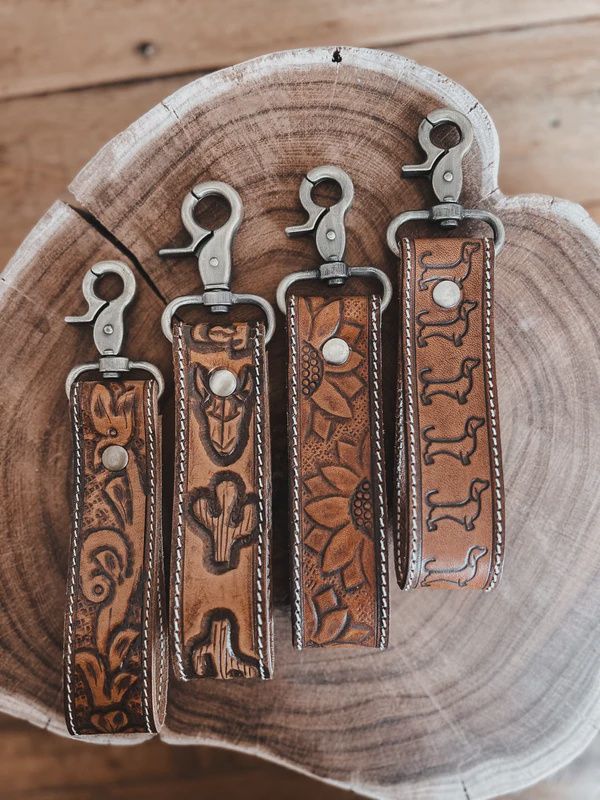 Luna Tooled Leather Keyring