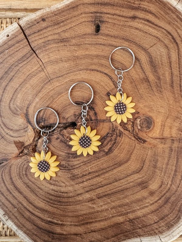 Silicone Small Sunflower Keyring