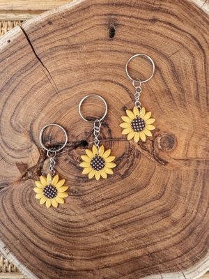 Silicone Small Sunflower Keyring