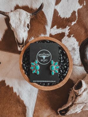 Turquoise Half Flower Earrings