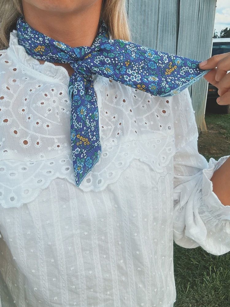 Dark Blue Floral Scarf