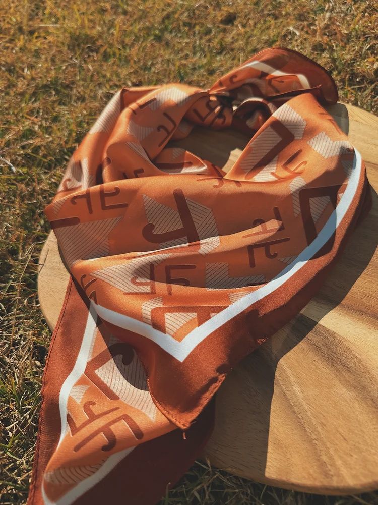 Silk Branded Scarf Dark