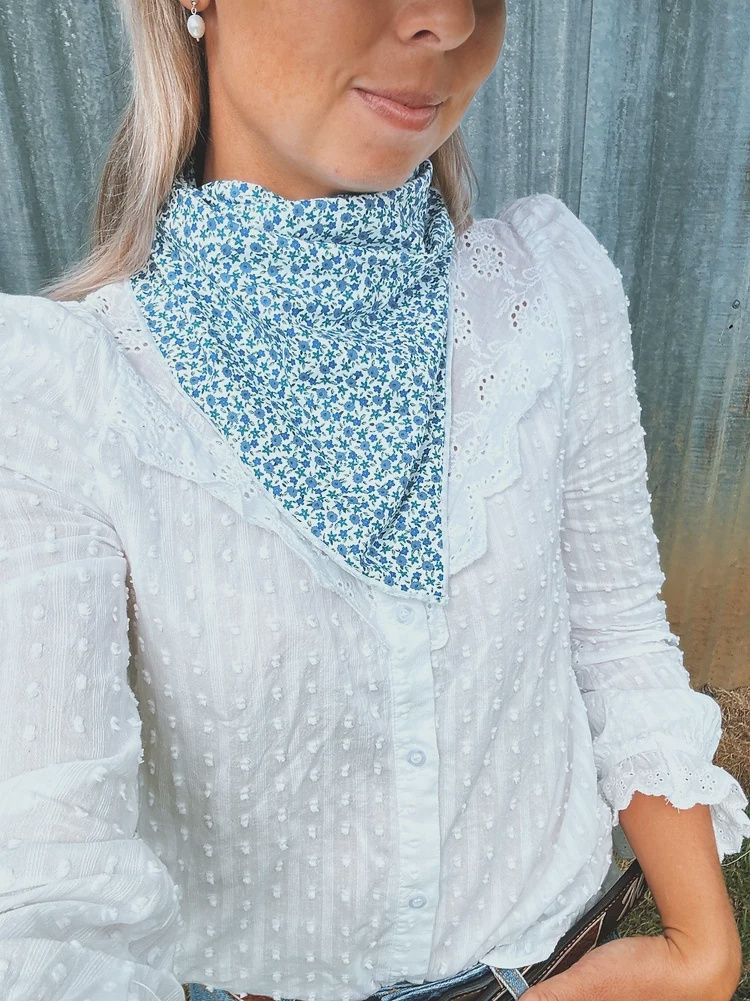 Blue Floral Scarf