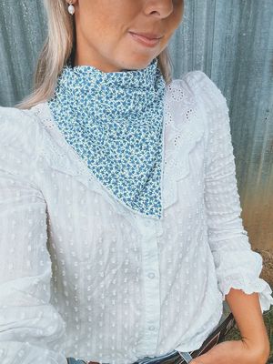 Blue Floral Scarf