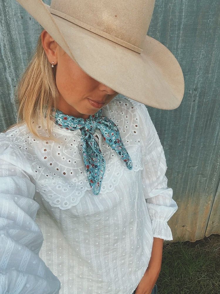 Sky Blue Floral Scarf