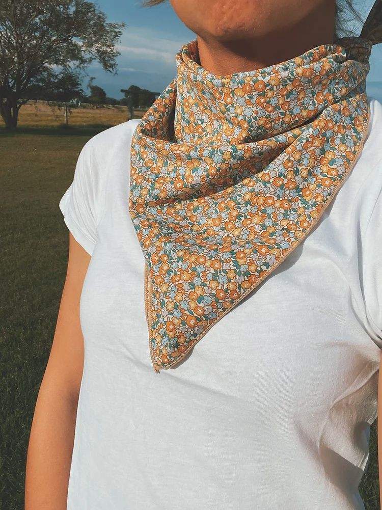 Yellow/Blue Floral Scarf