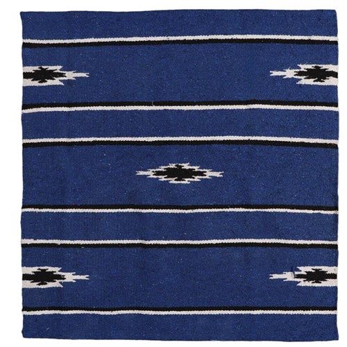 Navajo Saddle Blanket 32&#39;&#39; x 32&#39;&#39;, Color: Blue/Black/Cream
