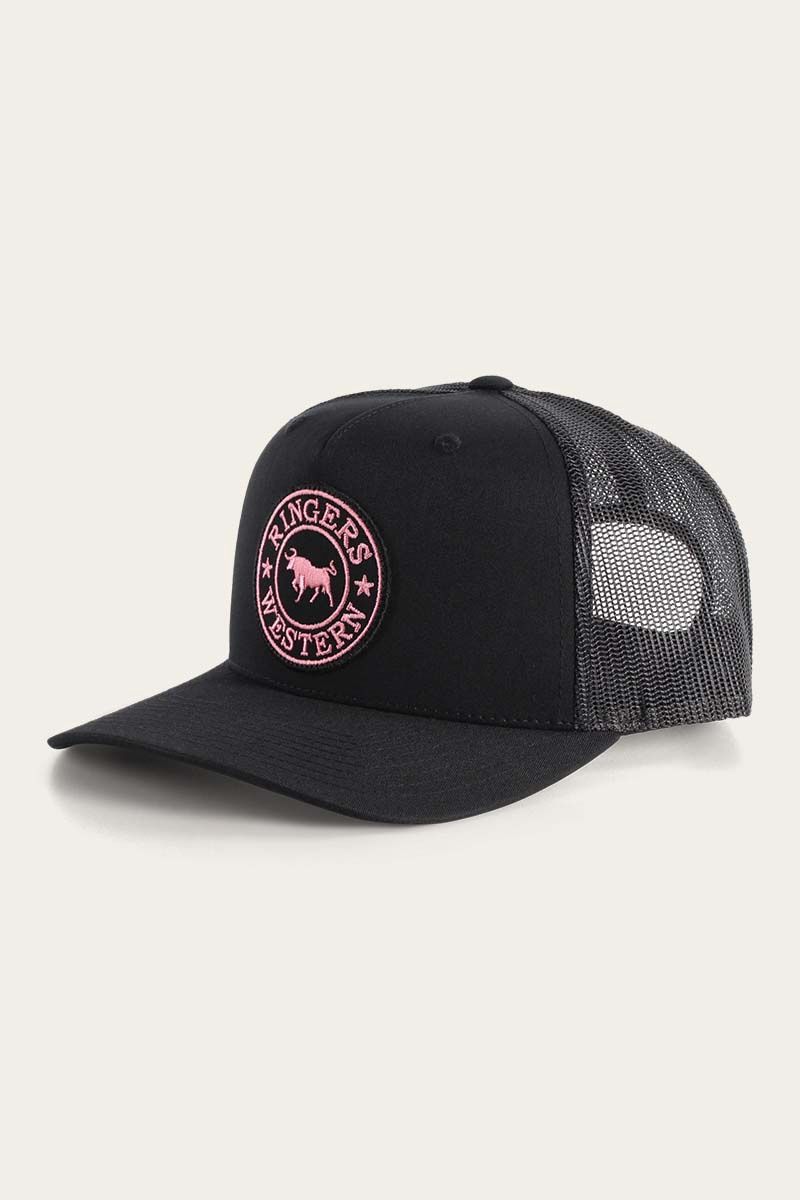 Signature Bull Trucker Black/ Black &amp; Pink Patch