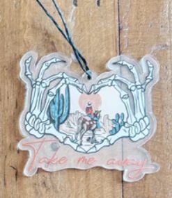 Acrylic Car Charm, pattern: Take Me Away Cowgirl