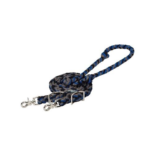 Ecoluxe Barrel Reins, Colour: Black/Blue/Grey