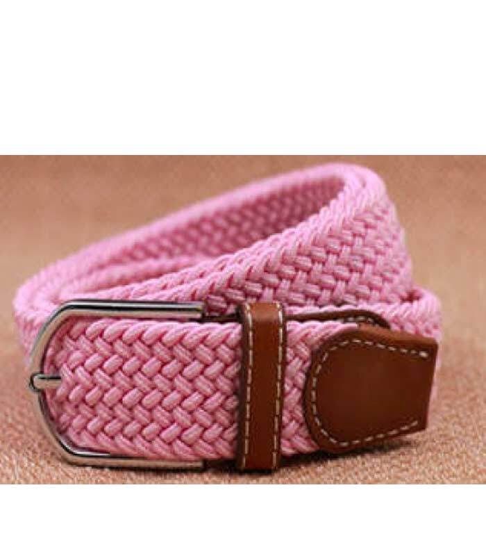 Ladies Stretch Braided Horse Riding Belt - Pink