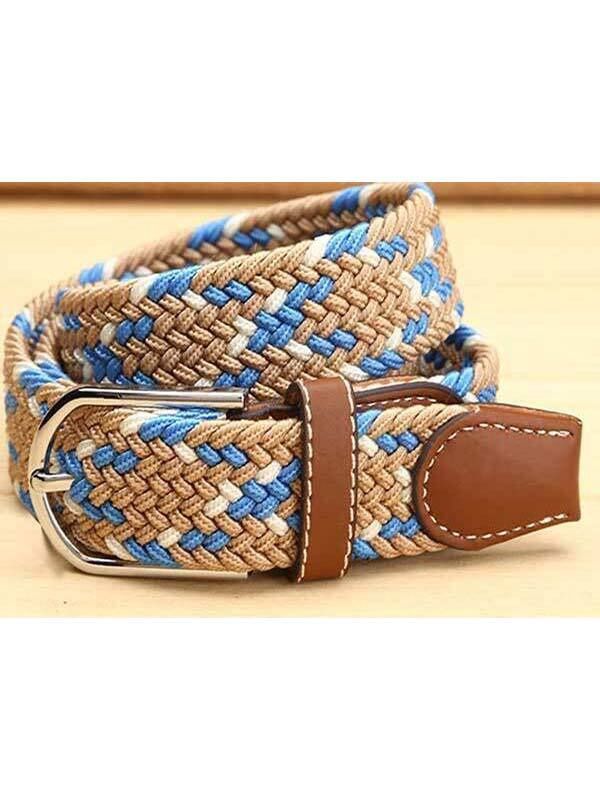 Ladies Braided Horse Riding Belt -Tan 3 Tone