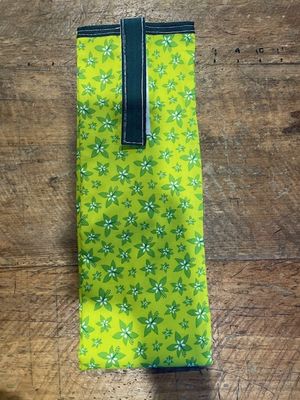 Satin lined tail bags - Lime green floral