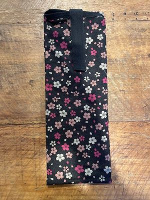 Satin lined tail bags - Black/pink floral